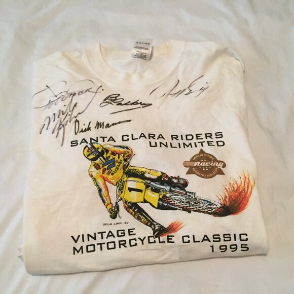 VTG 90s Santa Clara RidersMotorcycle Brad Lackey Autographed Tee L Motoc… - Picture 10 of 10